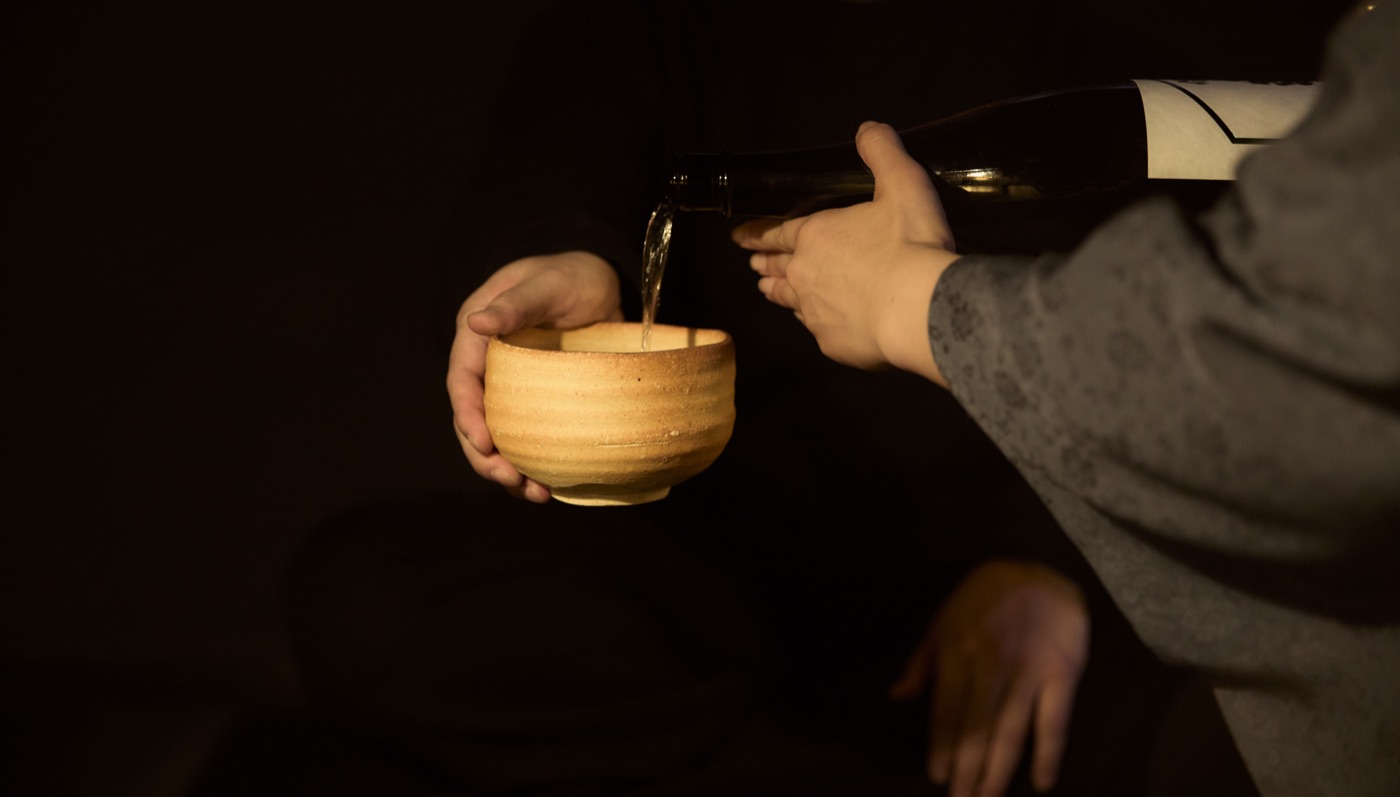 Sake poured into an o-wan bowl